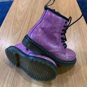 Dr Martens Pink Glitter Boots Little Girl 8